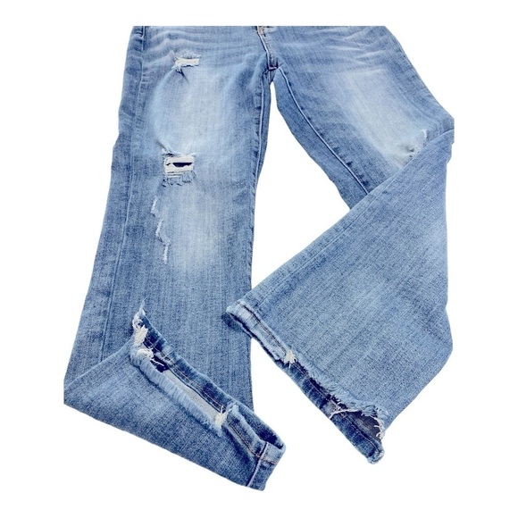 Risen Jeans Womens Straight Leg Distressed Raw Hem High Rise Stretch 11/30 - Picture 7 of 16